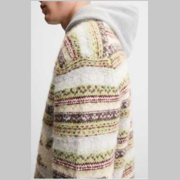 NEW Zara Jacquard Striped Sweater M - Picture 5 of 12